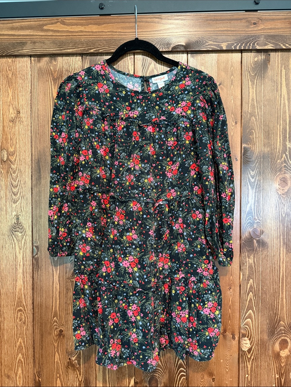 Cat & Jack Black Dress with Pink Floral Print